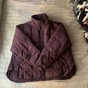 Free People Pippa Puffer Jacket in Black Cherry